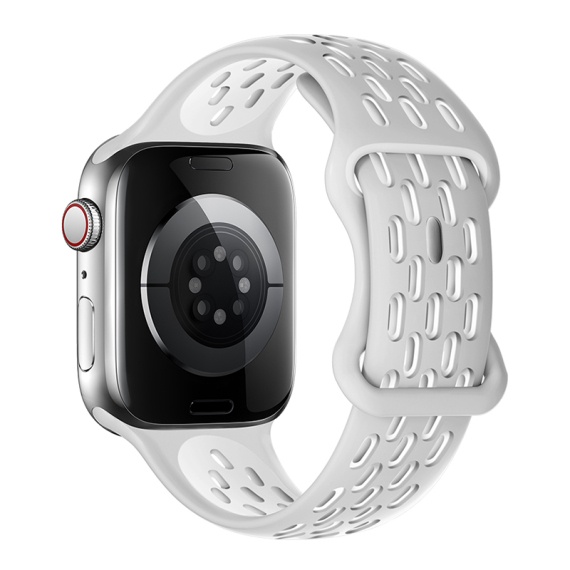 Hoco WA19 - Curea pentru iWatch, Sport, Silicon, Compatibil 38/40/41mm, Alb-Gri