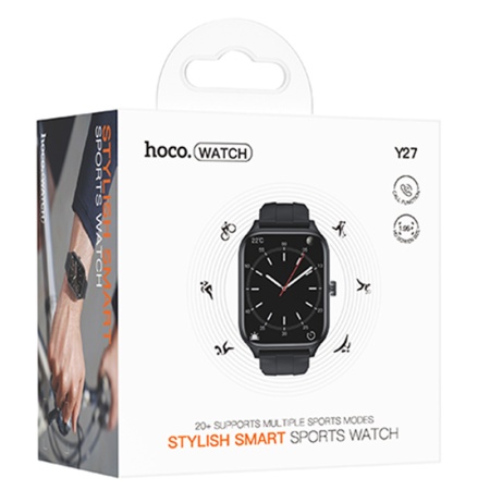 Hoco Y27 - Ceas SmartWatch Sport BT 5.0, Apel, 230mAh, Negru