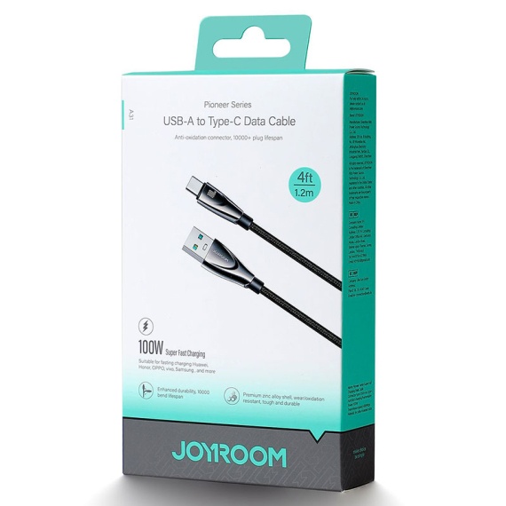 Joyroom A31-AC6 - Cablu Date si Incarcare, USB la Type-C, 100W, LED, 1.2m, Negru