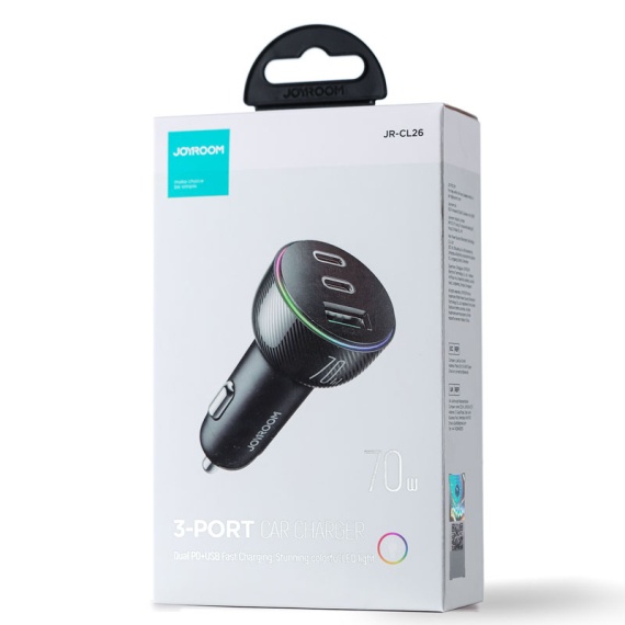 Joyroom JR-CL26 - Incarcator Auto, 70W, 2xUSB-A, 1xUSB-A, Negru