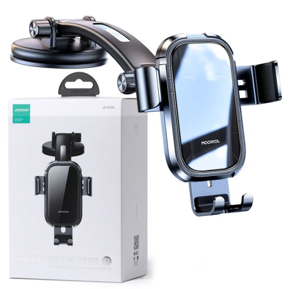 Joyroom JR-ZS310 - Suport Auto, cu cleme laterale, fixare dubla, montaj Cockpit Bord, MultiAngle, brat flexibil, Negru