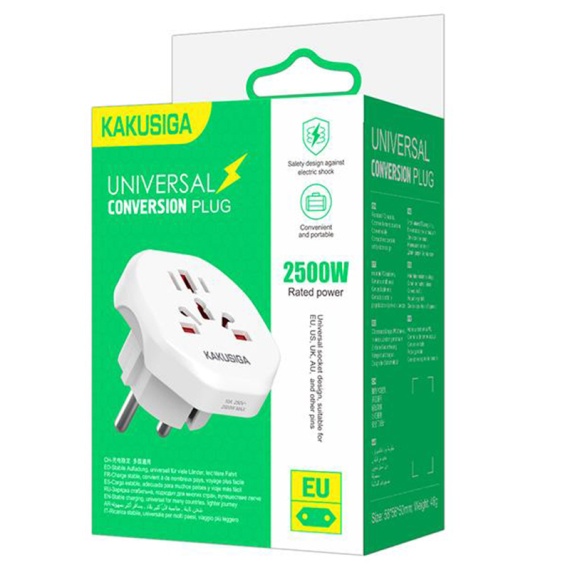 Kaku KSC-1226 - Adaptor / Convertor Priza, multi format, EU la UK / US, Alb