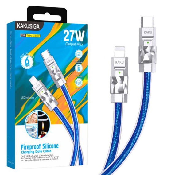 Kaku KSC-956 - Cablu Date si Incarcare, Type-C la Lightning, PD27W, QC3.0, 1m, Albastru