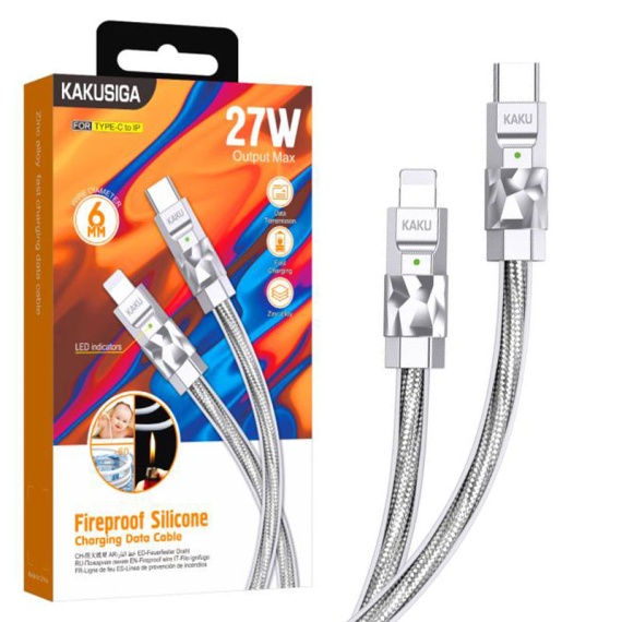 Kaku KSC-956 - Cablu Date si Incarcare, Type-C la Lightning, PD27W, QC3.0, 1m, Gri