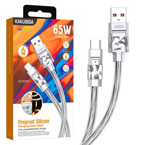 Kaku KSC-956 - Cablu Date si Incarcare, USB la Type-C, 65W, 1m, Gri