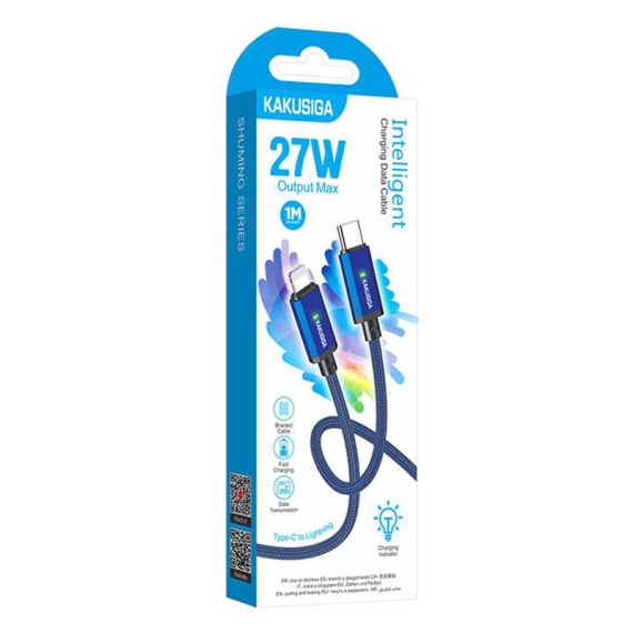 Kaku KSC-967 - Cablu Date si Incarcare, Type-C la Lightning, PD27W, QC3.0, 1m, Albastru