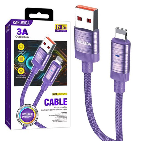 Kaku KSC-972 - Cablu Date si Incarcare, Type-C la Lightning, PD27W, QC3.0, Smart On-Off, Braided, 1m, Violet