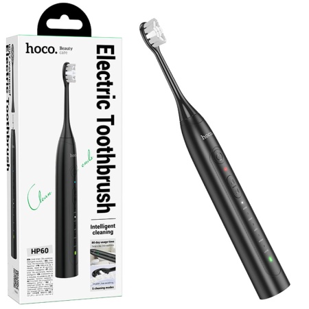 Periuta electrica HOCO HP60 – baterie 1200mAh, moduri multiple, 4 capete interschimbabile, negru