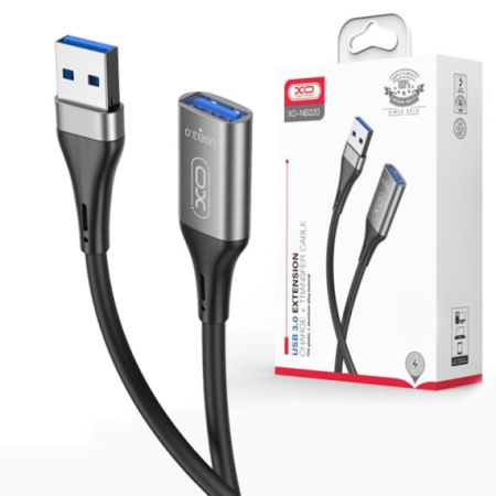 XO NB220 - Cablu Date si Incarcare, USB 3.0 (M) - la USB 3.0 (F) - ~5GB speed, 2m, Negru