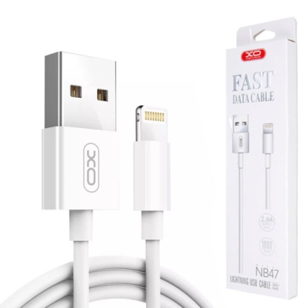 XO NB47 - Cablu Date si Incarcare, USB-A la Lightning, 2.4A, 1m, Alb