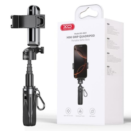 XO SS21 – Suport selfie 3in1 multifunction tripod cu brat telescopic si AI camera, negru