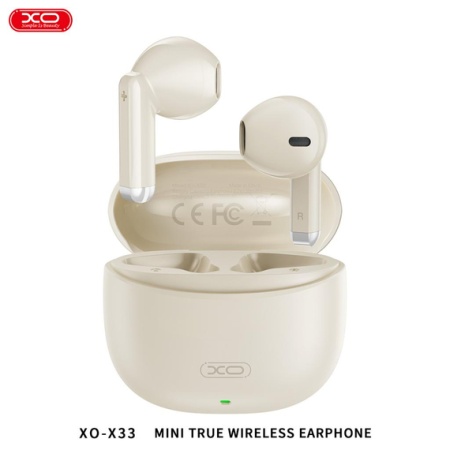 XO X33 – Casti wireless Ear Buds TWS BT 5.3, 250mAh, bej
