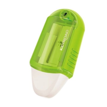 Ascutitoare simpla Keyroad Twist KR970711, 1 orificiu, Plastic, Rotativa, Cu radiera, Pe blister, Verde - Img 1