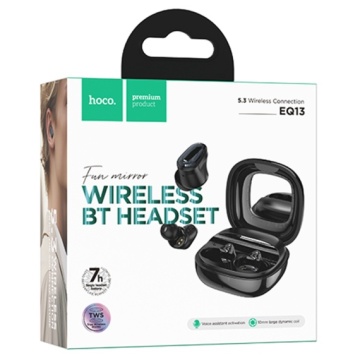Hoco EQ13 - Casti Wireless, Ear Buds, Bluetooth 5.3, 180h StandBy, 400mAh, Mirror Case, Funtrue, Negru - Img 3