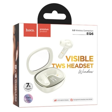 Hoco EQ6 - Casti Wireless, Ear Buds, Bluetooth 5.3, 180h StandBy, 320mAh, Shadow, Alb - Img 2