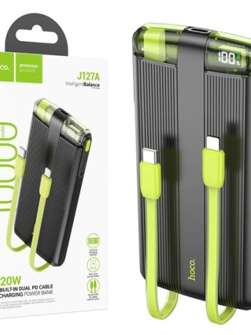 Hoco J27A - Baterie Externa, PowerBank, USB-C, Baterie 10000mAh,Mini-cabluri color, 5V, Display LED, Negru - Img 1