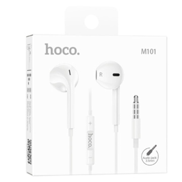 Hoco M101 - Casti cu Fir, In Ear, 3.5mm, 1.2m, Mic & Volume Key, HiFi, Alb - Img 1