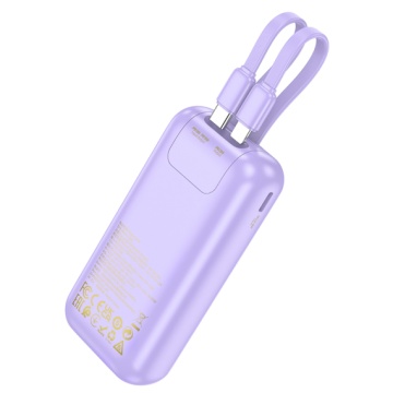 Hoco Q25 - Baterie Externa, PowerBank, cu mini-cabluri USB-C / Lightning x 20W, 5V, 2A, 10000mAh, Display LED, Graceful, Violet - Img 4
