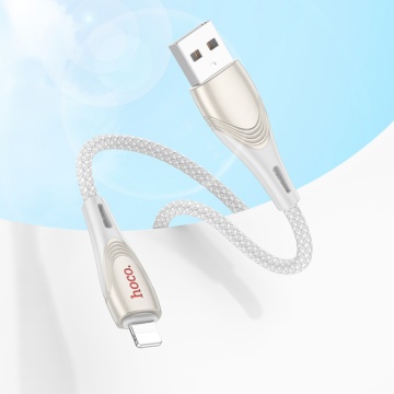 Hoco U133 - Cablu Date si Incarcare, USB la Lightning, 2.4A, Braided, 1.2m, Gri - Img 4