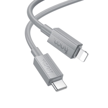 Hoco X107 - Cablu Date si Incarcare, Type-C la Lightning, PD27W, QC3.0, 1m, Gri - Img 2