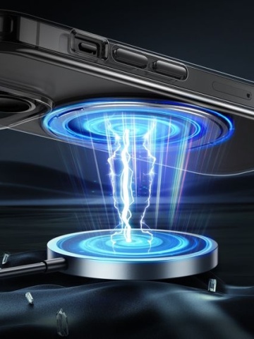 Husa Hoco AS1 - iPhone 15 - MagSafe, Ring Stand, Frosted, Transparent - Img 5
