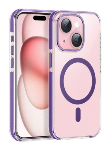 Husa Hoco AS6 - iPhone 15 Plus, MagSafe, GripEdge, Violet-Transparent - Img 1