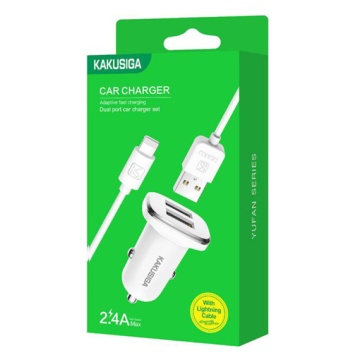 Kaku KSC-318 - Incarcator Auto + Cablu Lightning, 18W, 2.4A, 2xUSB-A, QC 3.0, Alb - Img 1