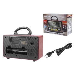 Meier M113 - Radio MP3 Retro Portabil cu Bluetooth, FM/AM/SW, USB-A, SD, Telecomanda, Maro-Negru - Img 4