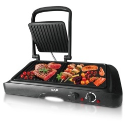 Raf R2695 – Grill si plita electrica 2 in 1, 1600W, suprafata antiaderenta, termostate independente, negru - Img 2