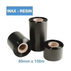 Ribon transfer termic 80x150 m ceara-rasina (Wax-Resin), INK OUT, diametru interior 1", Ambalare CUTIE 1 role - Img 1