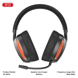 XO BE46 – Casti wireless Over Ear Gaming BT 5.3, 2 in 1 USB-C + USB-A, negru/portocaliu - Img 3