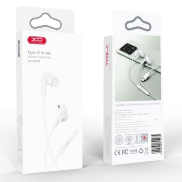 XO EP73 - Casti cu Fir, In Ear, USB-C, 1.2m, Mic & Volume Key, HiFi, Alb - Img 2