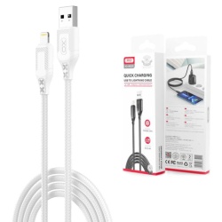 XO NB235 - Cablu Date si Incarcare, USB-A la Lightning, 2.4A, Braided, 1m, Alb - Img 2