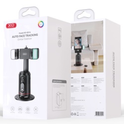 XO SS16-L – Suport selfie stand pentru telefon BT 5.2 cu lumini LED AI urmarire faciala MultiAngle, negru - Img 1