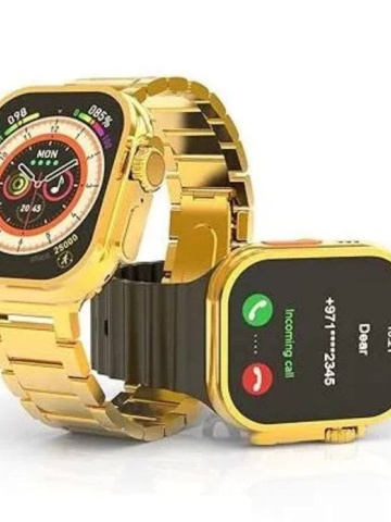 Ceas Smartwatch Ultra 2.19 IMCH 49 mm, 2 Curele incluse, Moduri multiple, Termometru, Monitorizare somn, Orange-Auriu - Img 1