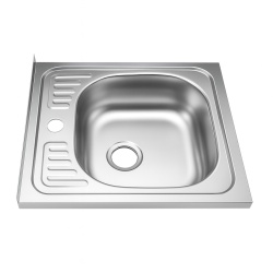 Chiuveta inox o cuva ZILAN Z-INOX, 50x50cm, gaura baterie, finisaj oglinda, ZLN0155, argintiu - Img 1