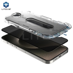Folie protectie Privacy LITO iPhone 14 Plus / iPhone 13 Pro Max, sticla securizata, Glass Box, D+ Tools, BLACK - Img 3