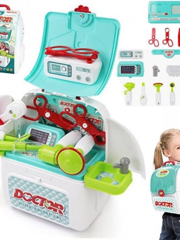Gentuta Trusa Doctor 2 in 1 de joaca cu Banc de lucru si accesorii, 21.5x39.5x 40, Varsta 3+ Turcuaz - Img 3