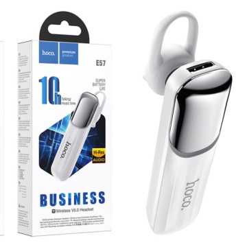 Hoco E57 - Handsfree, In Ear, BT 5.0, 200h StandBy, 170mAh, Driving, SP, Essential, Alb - Img 1
