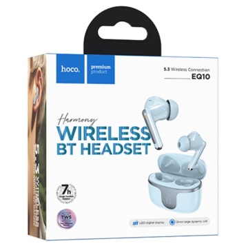 Hoco EQ10 - Casti Wireless, Ear Buds, Bluetooth 5.3, 180h StandBy, 300mAh, Power LED, Harmony , Albastru - Img 3
