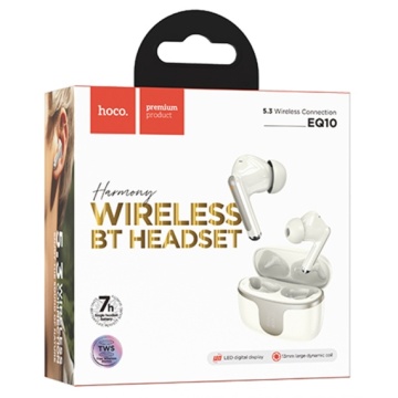 Hoco EQ10 - Casti Wireless, Ear Buds, Bluetooth 5.3, 180h StandBy, 300mAh, Power LED, Harmony, Alb crem - Img 2