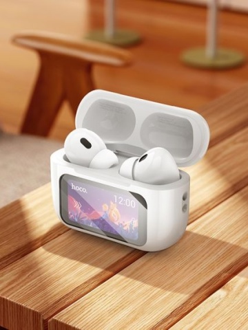 Hoco EW72 - Casti Wireless, Ear Buds, cu ecran LED, Bluetooth 5.4, ANC, Baterie 360mAh, Alb - Img 6