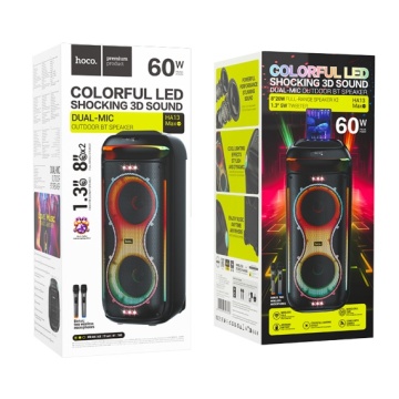 Hoco HA13 Max - Boxa Portabila, 2x60W, 2 microfoane Wireless, TF card, USB-A, Negru - Img 1