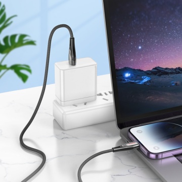Hoco U133 - Cablu Date si Incarcare, USB la Lightning, 2.4A, Braided, 1.2m, Gri - Img 5