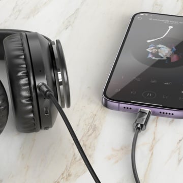 Hoco UPA30 - Cablu Audio, Lightning la Jack 3.5mm (M), 1m, Gri - Img 5