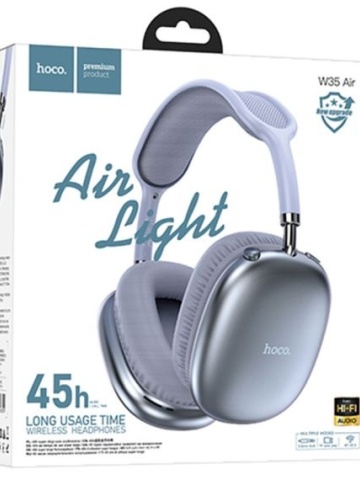 Hoco W35 AIR - Casti Wireless, Over Ear, Bluetooth 5.3, Baterie 200h StandBy, Air Triumph, Albastru - Img 1