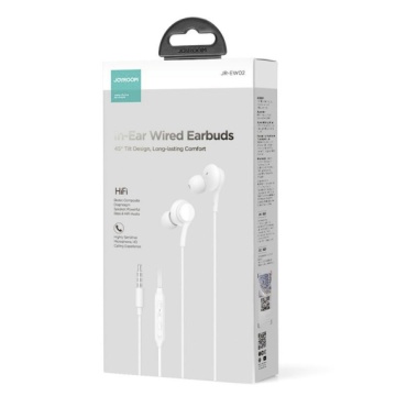 Joyroom JR-EW02 - Casti cu Fir, In Ear, 3.5mm, 1.2m, Mic & Volume Key, HiF, Alb - Img 1