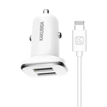 Kaku KSC-318 - Incarcator Auto + Cablu Lightning, 18W, 2.4A, 2xUSB-A, QC 3.0, Alb - Img 2