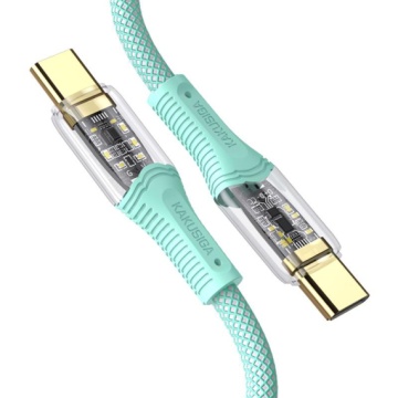Kaku KSC-809 - Cablu Date si Incarcare, Type-C, PD60W, QC3.0, Braided, LED Power, 1m, Verde - Img 2