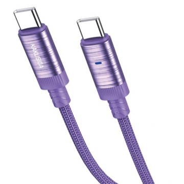 Kaku KSC-972 - Cablu Date si Incarcare, Type-C la Lightning, PD27W, QC3.0, Smart On-Off, Braided, 1m, Violet - Img 3